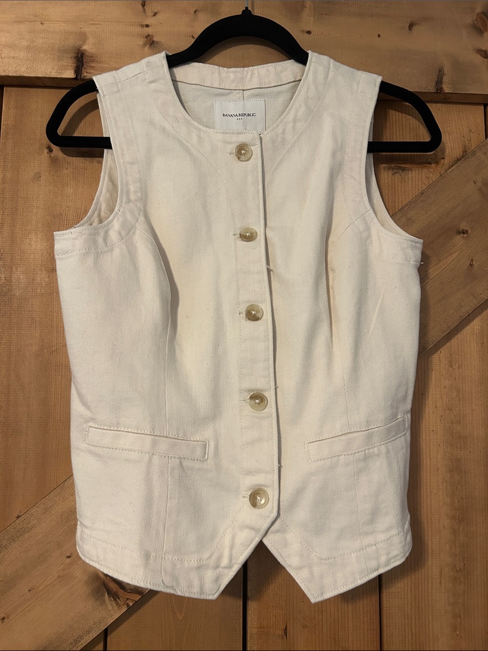 Banana Republic Women's White Button Vest